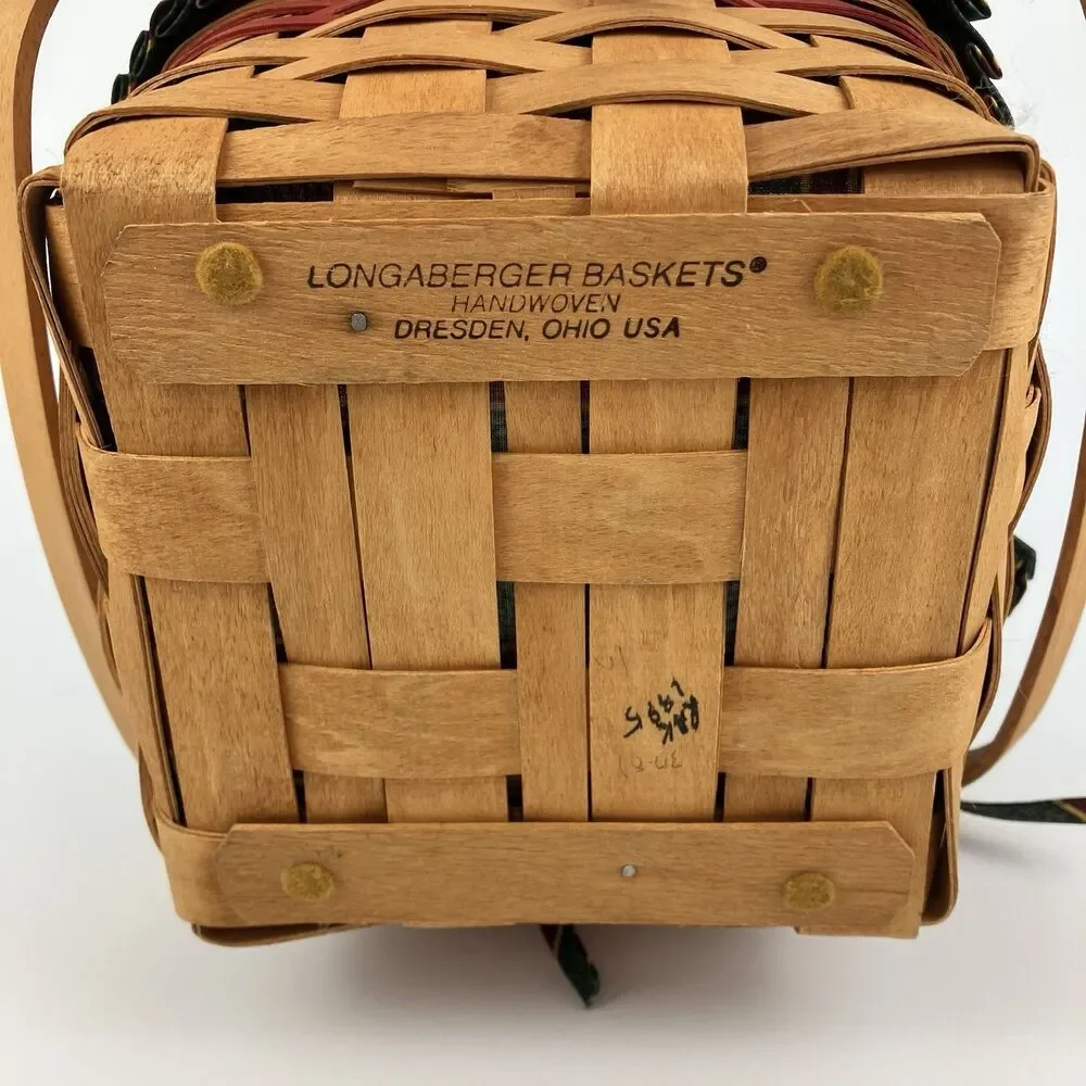 Longaberger Red Cranberry Basket 1995 | /w Lid & Liner 9
